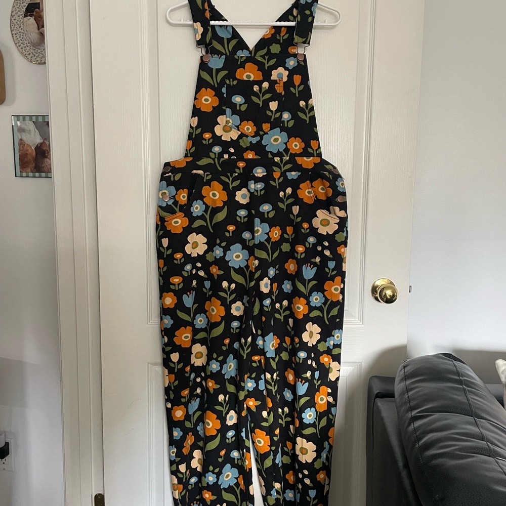 Princess Highway Floral Jumpsuit - Black, Orange, Blue